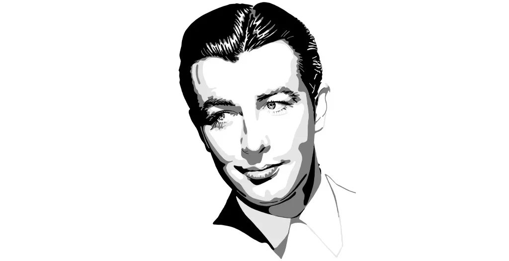 Black and white portrait of actor Robert Taylor by Kate Westworth